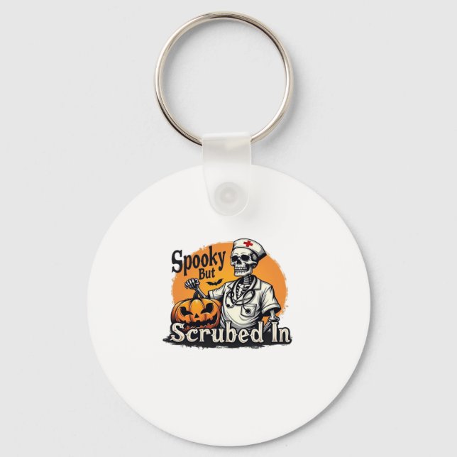 Halloween Nurse Design Oversized T-Shirt Key Ring (Front)