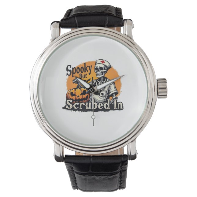 Halloween Nurse Design Oversized T-Shirt Watch (Front)