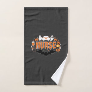 Halloween Nurse Dripping Pumpkin Ghost Vector Desi Hand Towel