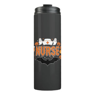 Halloween Nurse Dripping Pumpkin Ghost Vector Desi Thermal Tumbler