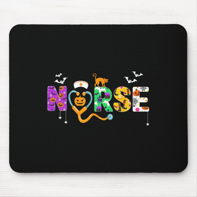 Halloween Nurse  For Women Scrub Tops Nursing  Mouse Pad (Front)