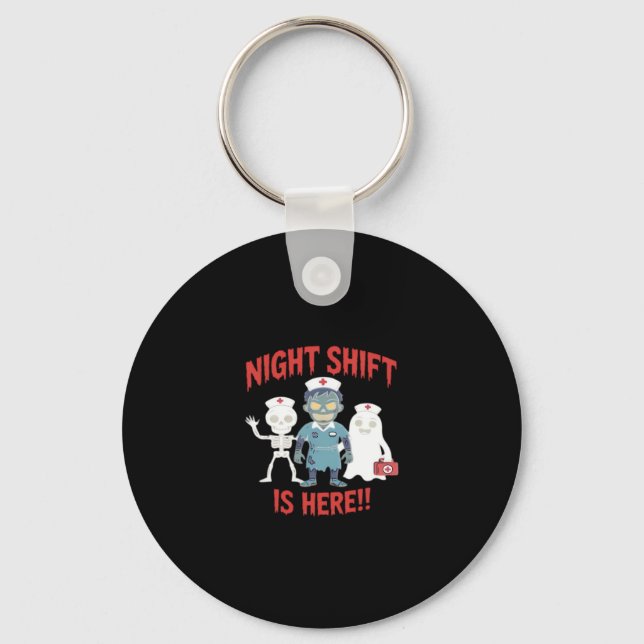 Halloween Nurse Funny Ghost Skeleton Zombie Essent Key Ring (Front)