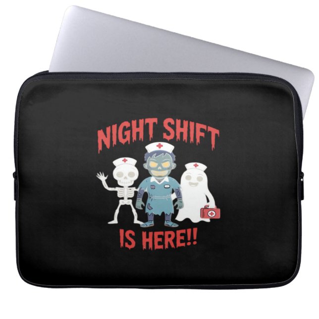 Halloween Nurse Funny Ghost Skeleton Zombie Essent Laptop Sleeve (Front)