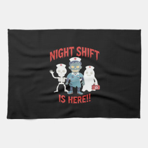 Halloween Nurse Funny Ghost Skeleton Zombie Essent Tea Towel