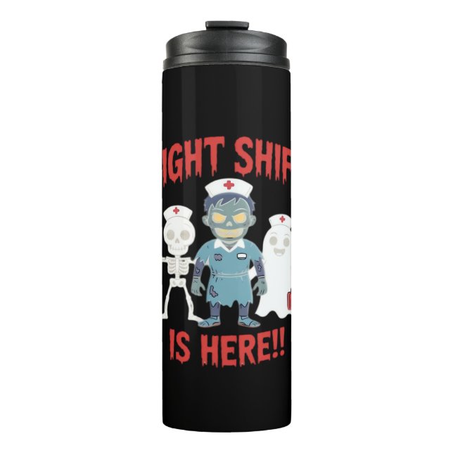 Halloween Nurse Funny Ghost Skeleton Zombie Essent Thermal Tumbler (Front)