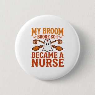 Halloween Nurse Ghost Broom Vintage Shirt Design_1 6 Cm Round Badge