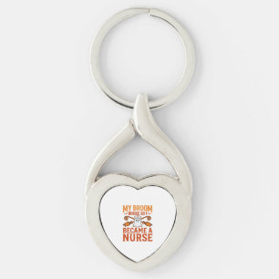 Halloween Nurse Ghost Broom Vintage Shirt Design_1 Key Ring