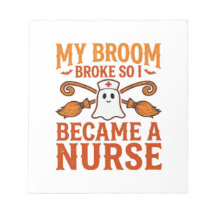 Halloween Nurse Ghost Broom Vintage Shirt Design_1 Notepad