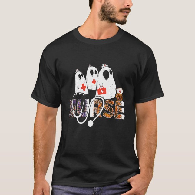 Halloween Nurse Ghost Costume Spooky Medical Staff T-Shirt (Front)