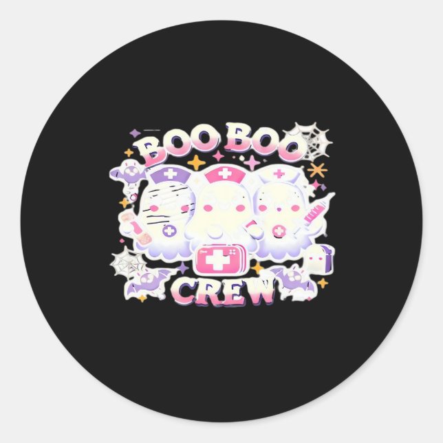 Halloween Nurse Ghost Squad Boo Boo Crew Funny Spo Classic Round Sticker (Front)