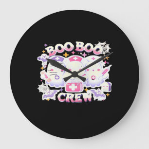 Halloween Nurse Ghost Squad Boo Boo Crew Funny Spo Large Clock