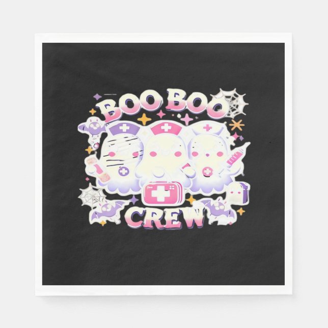 Halloween Nurse Ghost Squad Boo Boo Crew Funny Spo Napkin (Front)