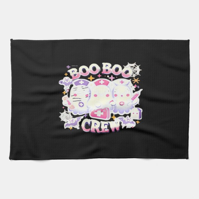 Halloween Nurse Ghost Squad Boo Boo Crew Funny Spo Tea Towel (Horizontal)