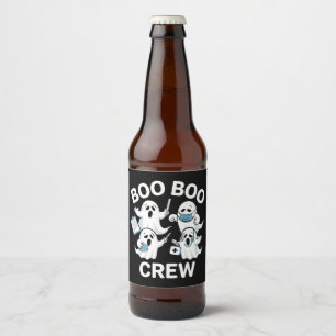 Halloween Nurse Gift Boo Boo Crew Nurse Beer Bottle Label