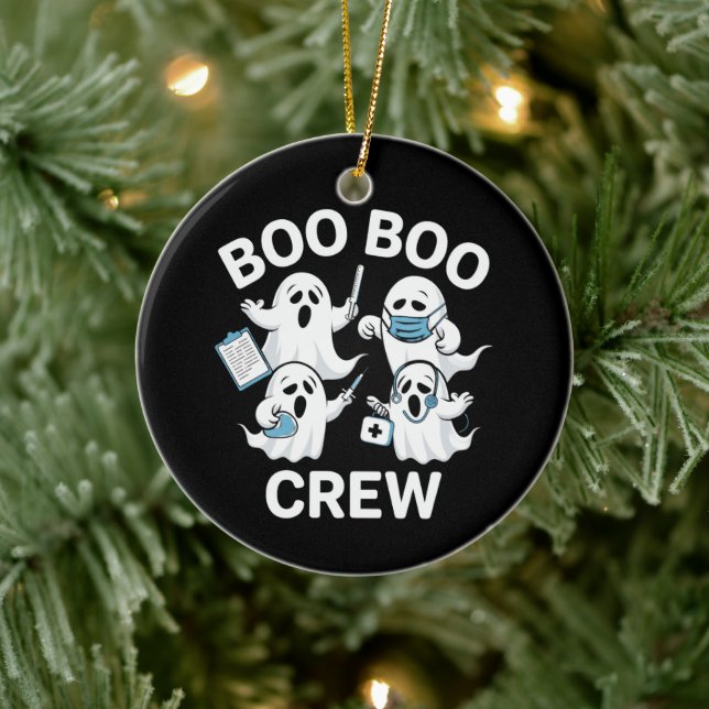 Halloween Nurse Gift Boo Boo Crew Nurse Ceramic Ornament (Tree)