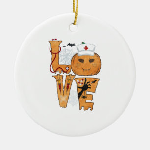 Halloween Nurse Gift Ceramic Ornament