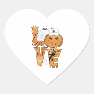 Halloween Nurse Gift Heart Sticker