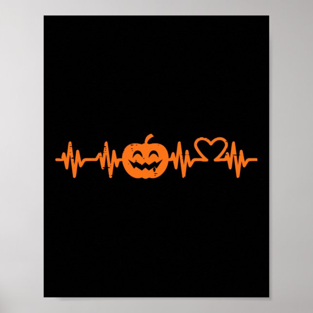 Halloween Nurse Heartbeat Pumpkin Costume Scrub To Poster (Front)
