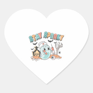 Halloween Nurse illustration stay spooky graveston Heart Sticker