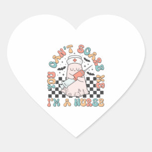 Halloween Nurse illustration you cant scare me pas Heart Sticker