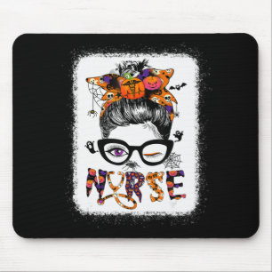 Halloween Nurse Life Messy Bun Hair Halloween Nurs Mouse Pad