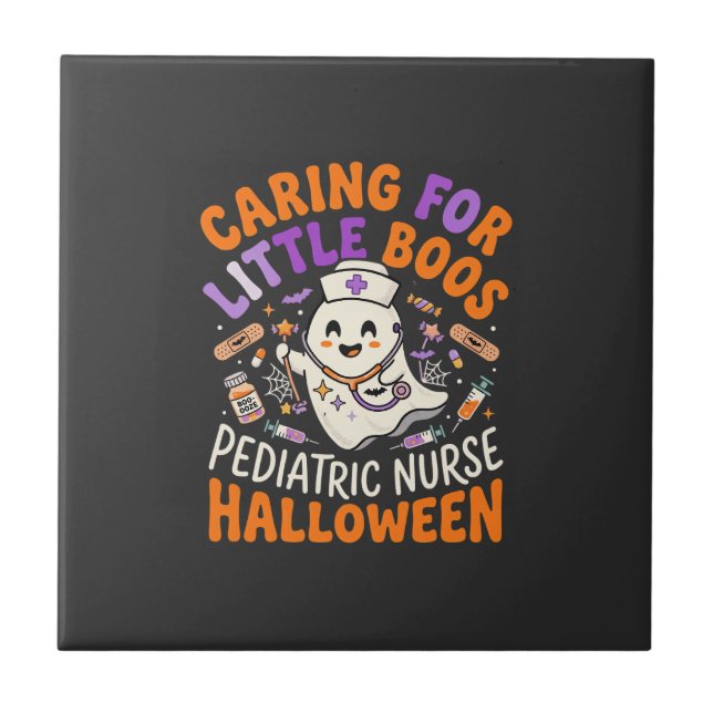 Halloween Nurse Little Boos Ceramic Tile (Front)