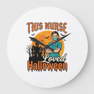 Halloween Nurse Loved Halloween Vintage Spooky_1 Large Clock