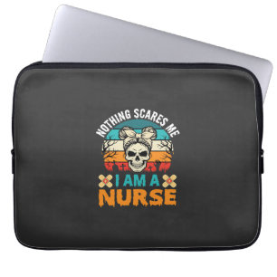 Halloween Nurse Nothing Scares Me Skull Laptop Sleeve