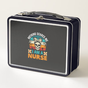 Halloween Nurse Nothing Scares Me Skull Metal Lunch Box