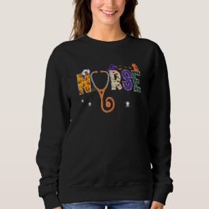 Halloween Nurse Nursing CNA RN LPN Halloween Cat M Sweatshirt