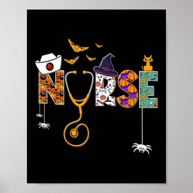 Halloween Nurse Nursing Cute Health Worker Hallowe Poster (Front)