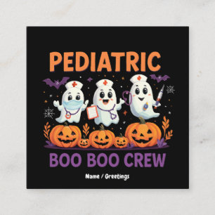 Halloween Nurse Paediatrics Boo Boo Crew Funny Spo Square Business Card
