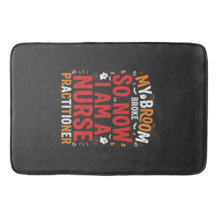 Halloween Nurse Practitioner Broom Broke Design Bath Mat