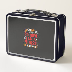 Halloween Nurse Practitioner Broom Broke Design Metal Lunch Box