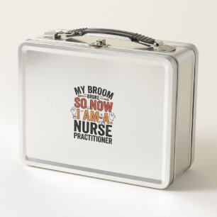Halloween Nurse Practitioner Broom Broke Vintage D Metal Lunch Box