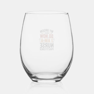 Halloween Nurse Practitioner Broom Broke Vintage D Stemless Wine Glass