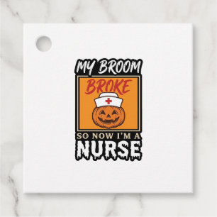 Halloween Nurse Pumpkin Broom Broke Vintage Shirt  Favour Tags