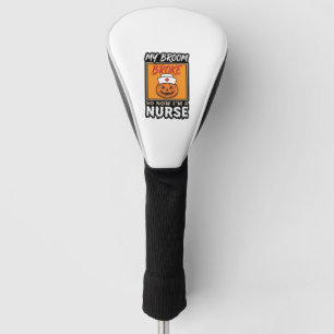 Halloween Nurse Pumpkin Broom Broke Vintage Shirt Golf Head Cover