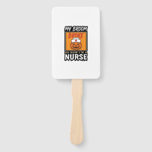 Halloween Nurse Pumpkin Broom Broke Vintage Shirt Hand Fan