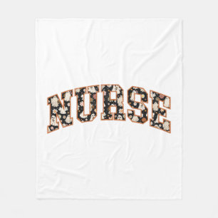 Halloween Nurse Retro Fall Season Fleece Blanket