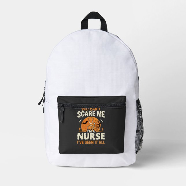 Halloween Nurse Scare Me Printed Backpack (Front)