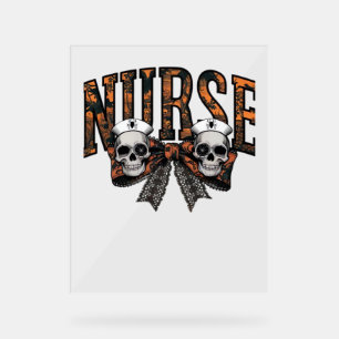 Halloween Nurse Scary Coquette Bow Classic T-Shirt Acrylic Sign