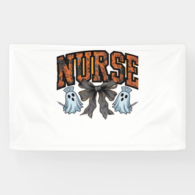 Halloween Nurse Scary Coquette Bow Classic T-Shirt Banner (Horizontal)