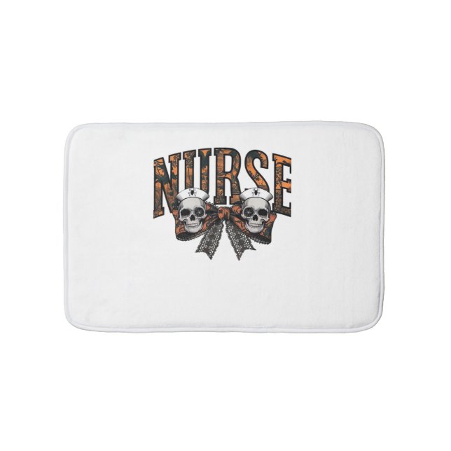 Halloween Nurse Scary Coquette Bow Classic T-Shirt Bath Mat (Front)