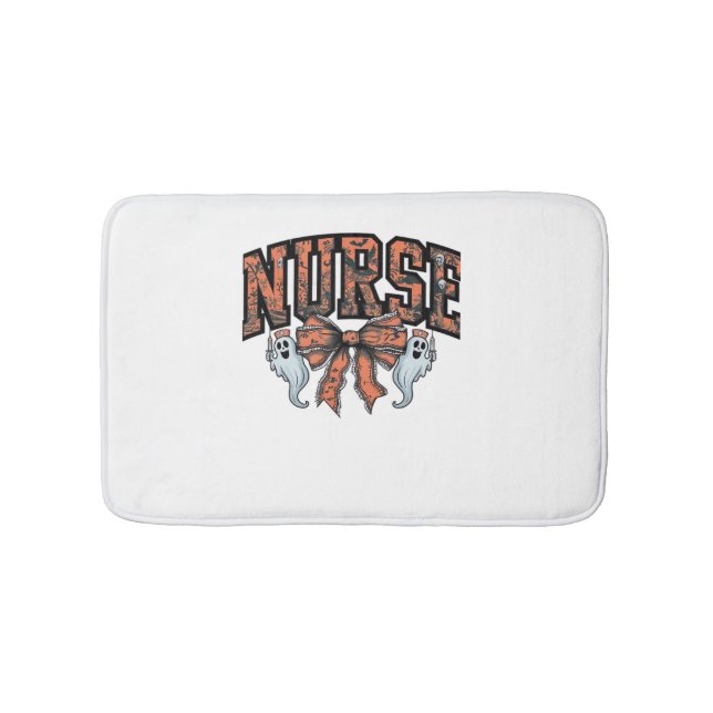 Halloween Nurse Scary Coquette Bow Classic T-Shirt Bath Mat (Front)