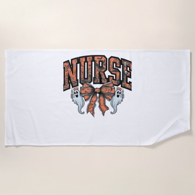 Halloween Nurse Scary Coquette Bow Classic T-Shirt Beach Towel (Front)