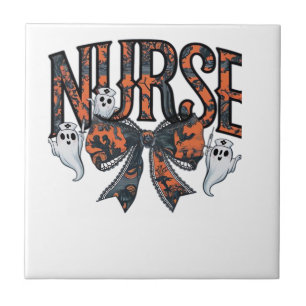 Halloween Nurse Scary Coquette Bow Classic T-Shirt Ceramic Tile