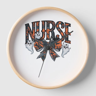 Halloween Nurse Scary Coquette Bow Classic T-Shirt Clock