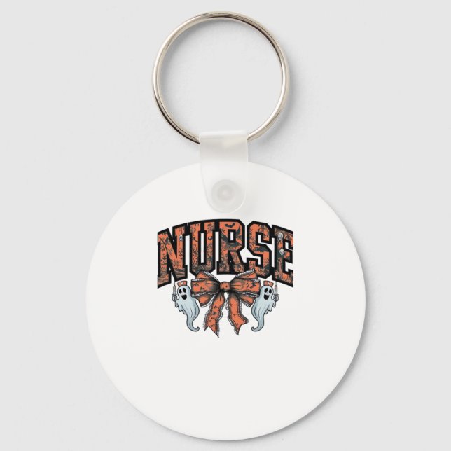 Halloween Nurse Scary Coquette Bow Classic T-Shirt Key Ring (Front)