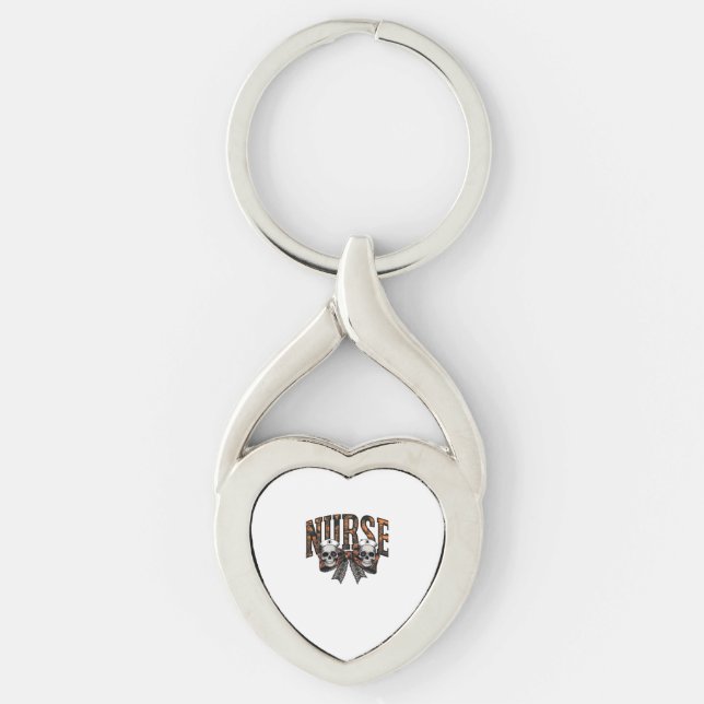 Halloween Nurse Scary Coquette Bow Classic T-Shirt Key Ring (Front)